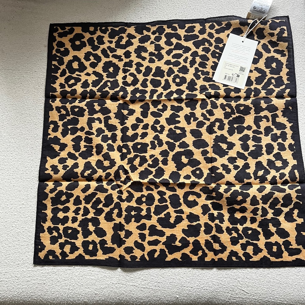 Sézane leopard print cotton square scarf